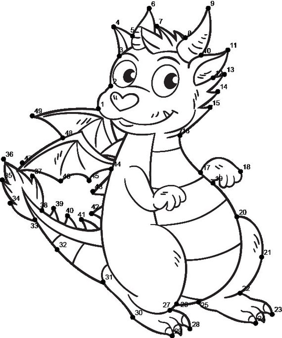 cute dragon coloring and activity book dot to dot simple etsy
