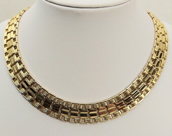 Vintage Sarah Coventry Snap Clasp Choker Necklace /& Bracelet Set Gold Tone