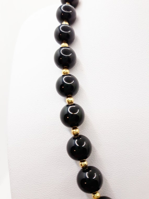 Vintage 1960s Monet Black and Gold Beaded Necklac… - image 2