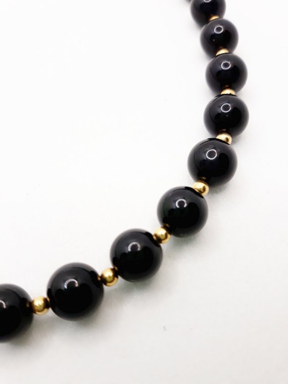 Vintage 1960s Monet Black and Gold Beaded Necklac… - image 7