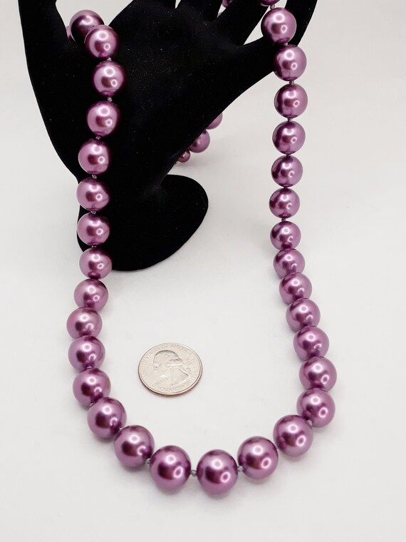 Vintage Marvella Purple/Red Grape Faux Pearl Neck… - image 4