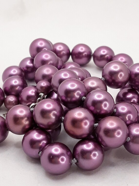 Vintage Marvella Purple/Red Grape Faux Pearl Neck… - image 7