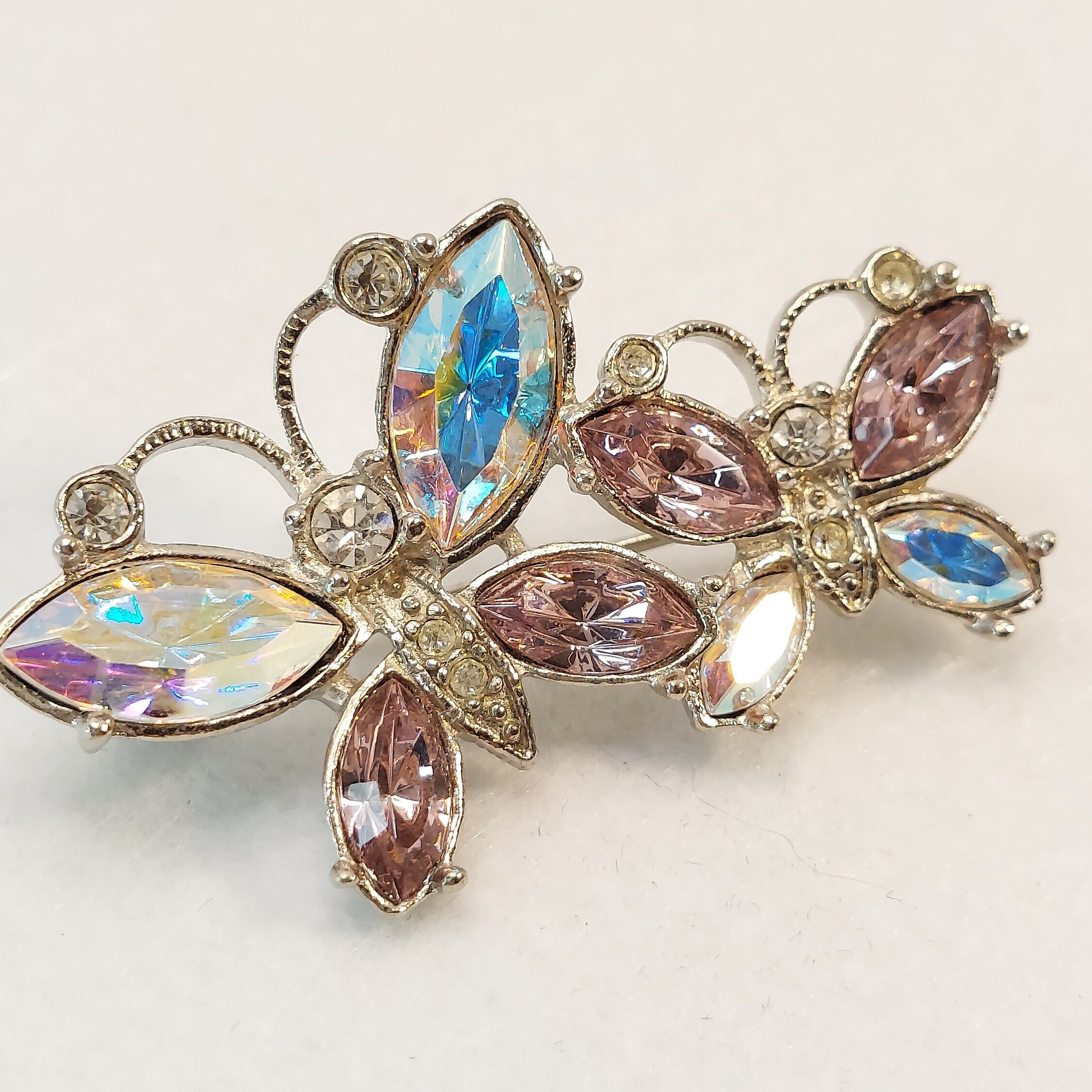 Vintage　AVON　butterfly rhinestone　brooch Vintage AVON Rhinestone and Enamel Butterfly Brooch, 1980s