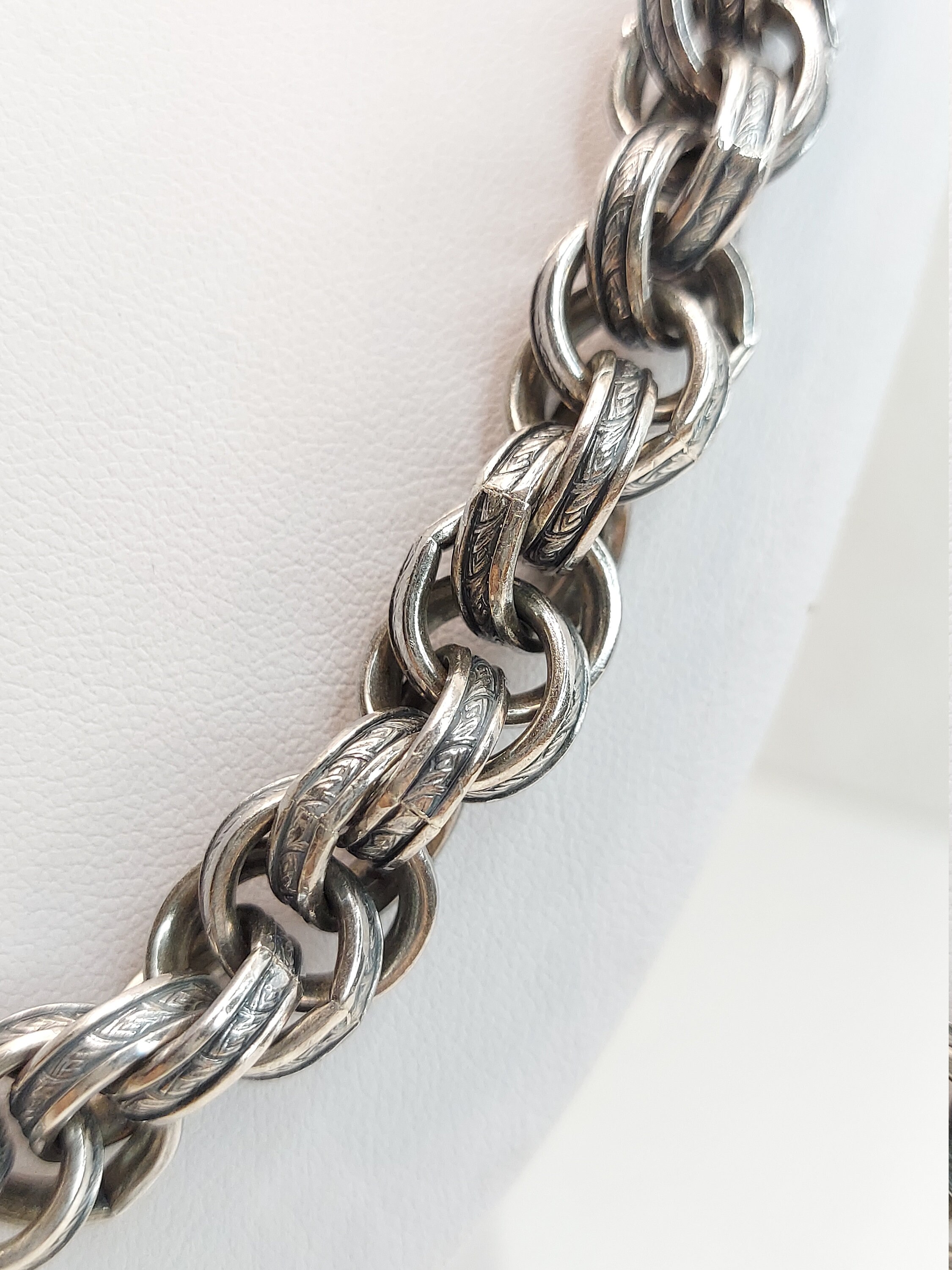 TheRhinestoneBlonde Vintage Signed 'Napier' Chunky Textured Double-Link Necklace, Bracelet Set, Silver-Tone, 27 TheRhinestoneBlonde Vintage Signed 'Napier' Chunky Textured Double-Link Necklace, Bracelet Set, Silver-Tone, 27