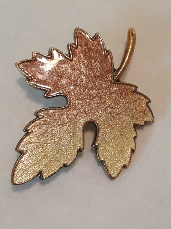 Vintage Guilloche Enameled Maple Leaf Brooch/Pin,… - image 1