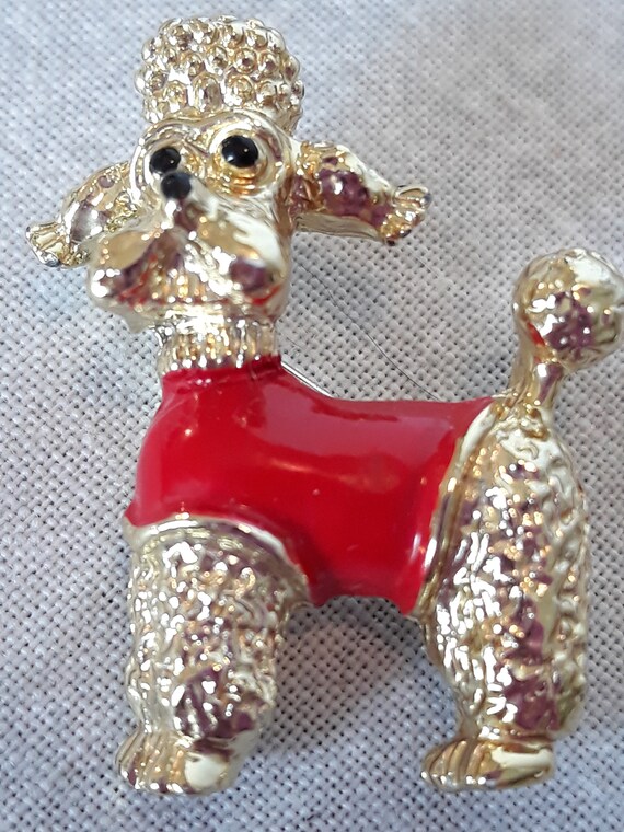 Signed Gerry's Pair of Cold Poodles Brooches/Pins… - image 3