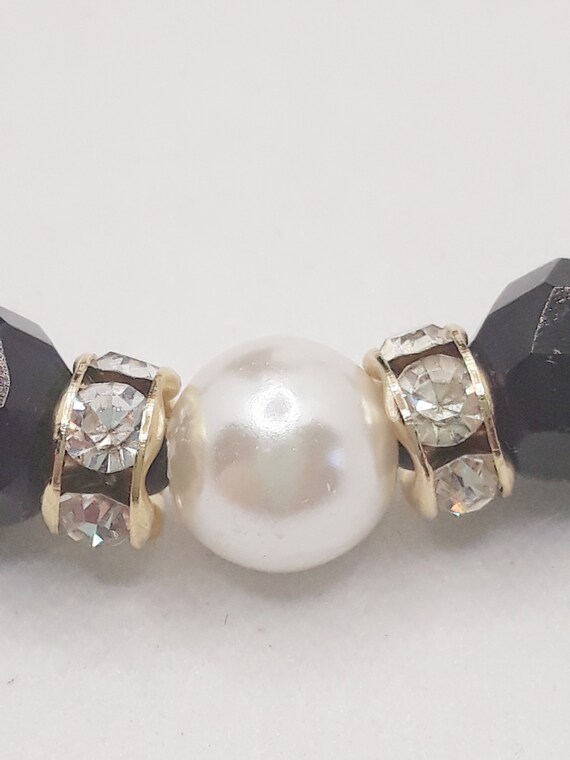 Vintage Hobe Faceted Black Glass and Faux Pearl N… - image 9