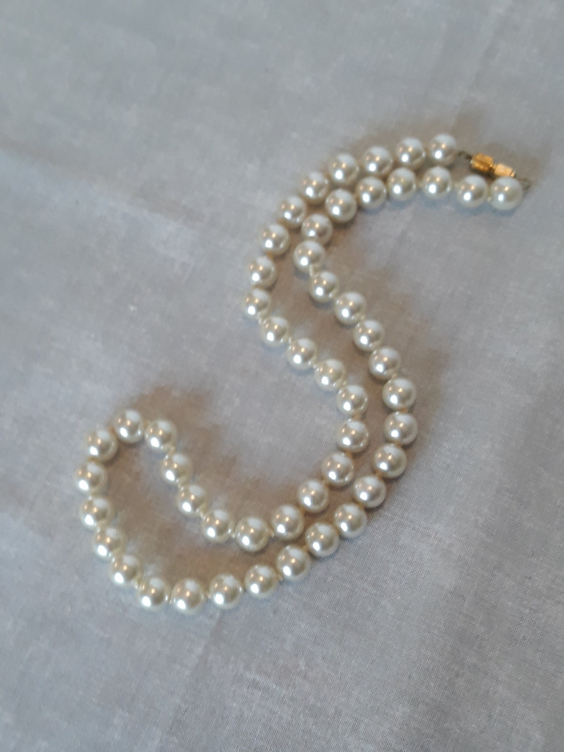 Beautiful String of Faux Pearls With a Gold-tone Barrel Clasp - Etsy