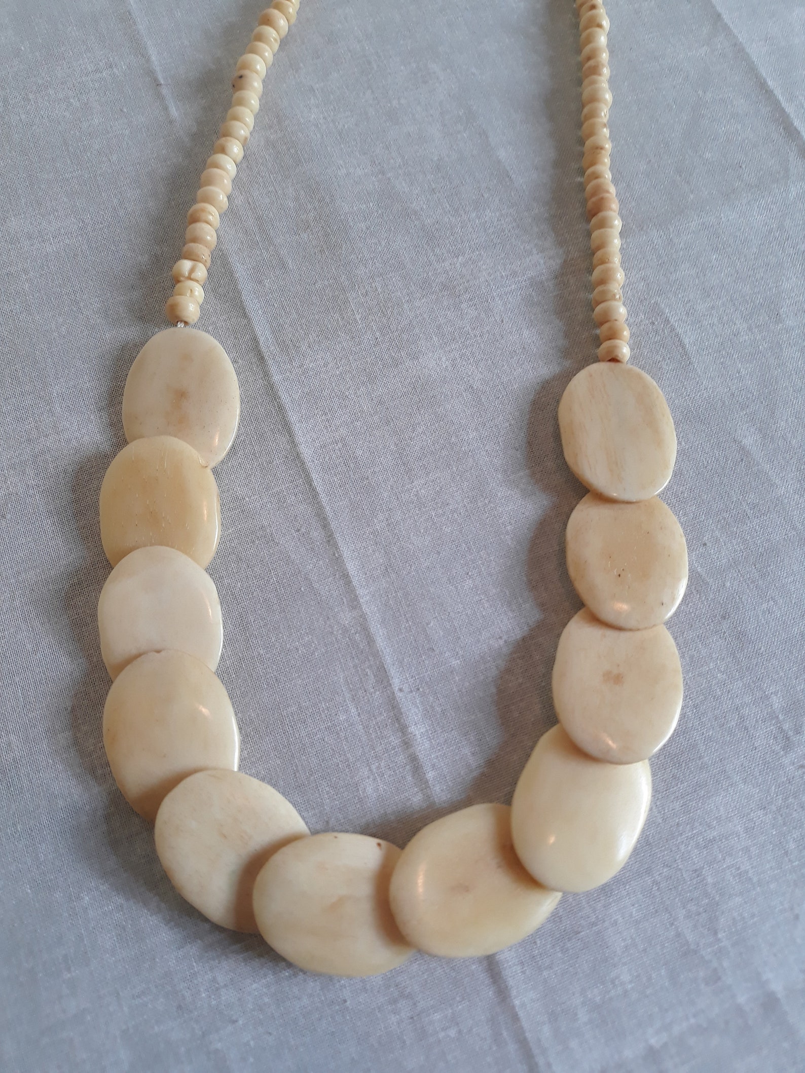 Vintage Polished Carved Bone Necklace With Disc Shaped and Etsy UK