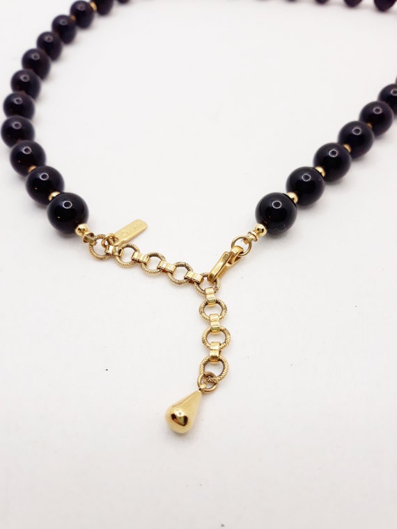 Vintage 1960s Monet Black and Gold Beaded Necklac… - image 3