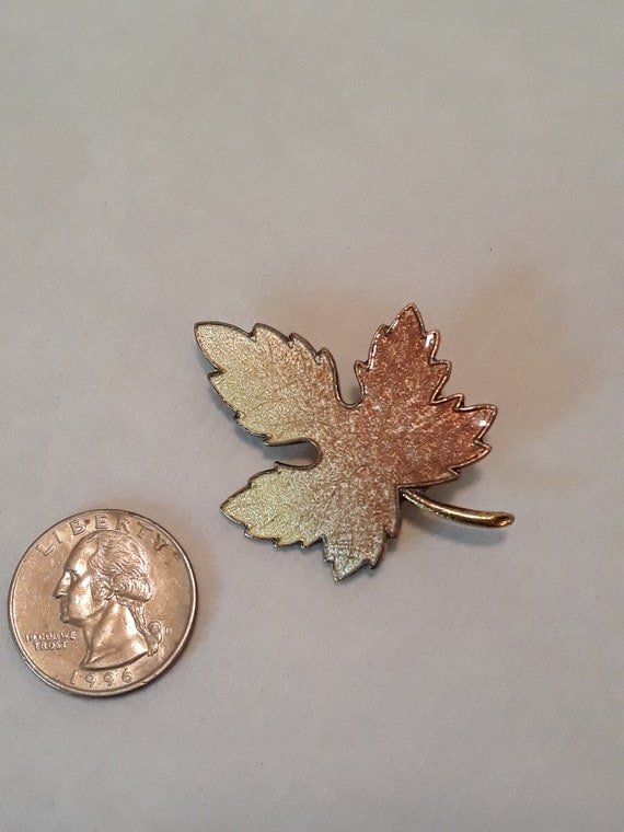 Vintage Guilloche Enameled Maple Leaf Brooch/Pin,… - image 5