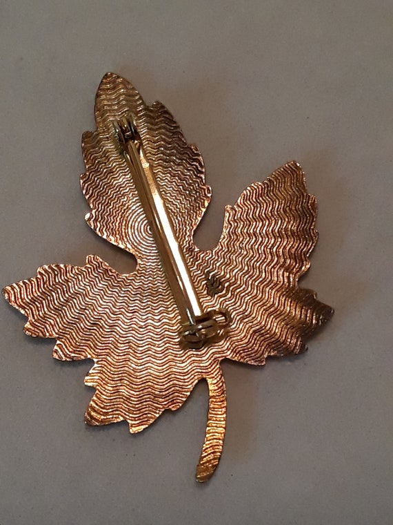 Vintage Guilloche Enameled Maple Leaf Brooch/Pin,… - image 7