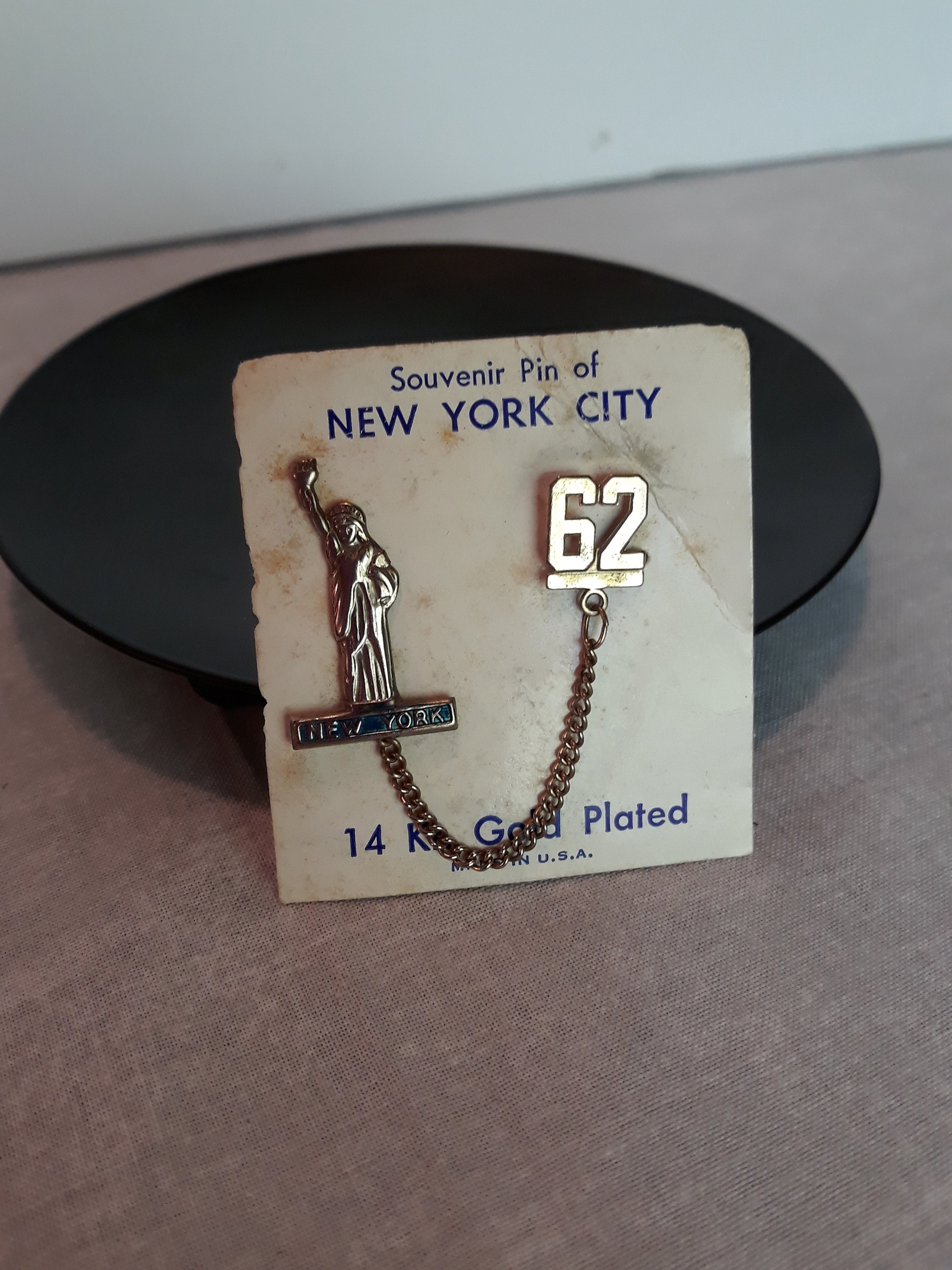 Vintage Collectible New York City Souvenir Pin, 1960s, 14 Kt