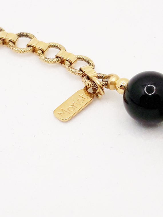 Vintage 1960s Monet Black and Gold Beaded Necklac… - image 5