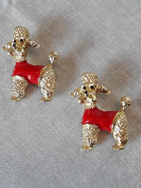 Signed Gerry's Pair of Cold Poodles Brooches/Pins… - image 2