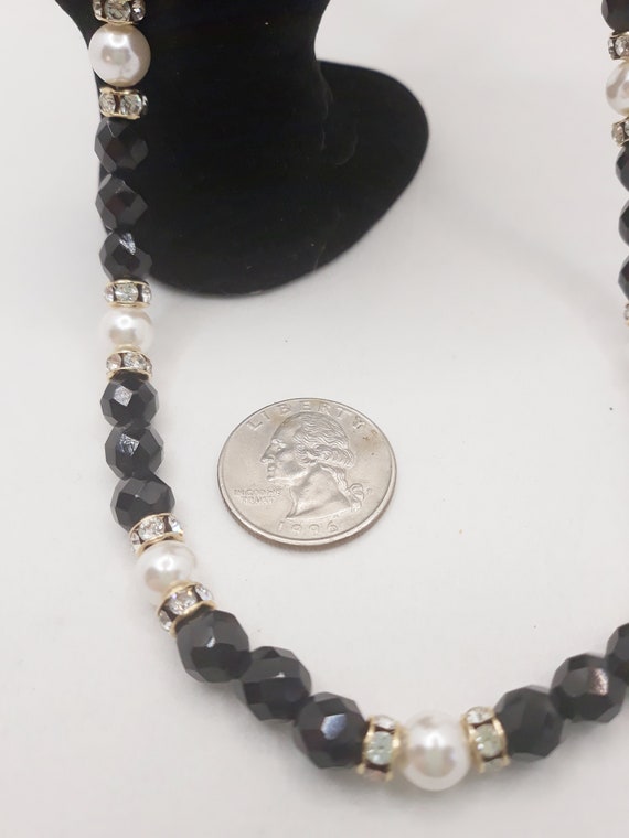 Vintage Hobe Faceted Black Glass and Faux Pearl N… - image 8