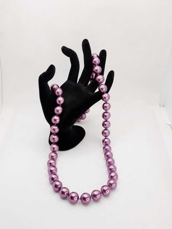 Vintage Marvella Purple/Red Grape Faux Pearl Neck… - image 1