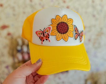 Sunflower & Butterfly Patch Hat