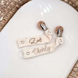 Gepersonaliseerde speenclip van katoenen gaas, stoffen speenclip, geborduurde speenclip, voor meisjes, jongens, mama, kraamcadeau, babycadeau