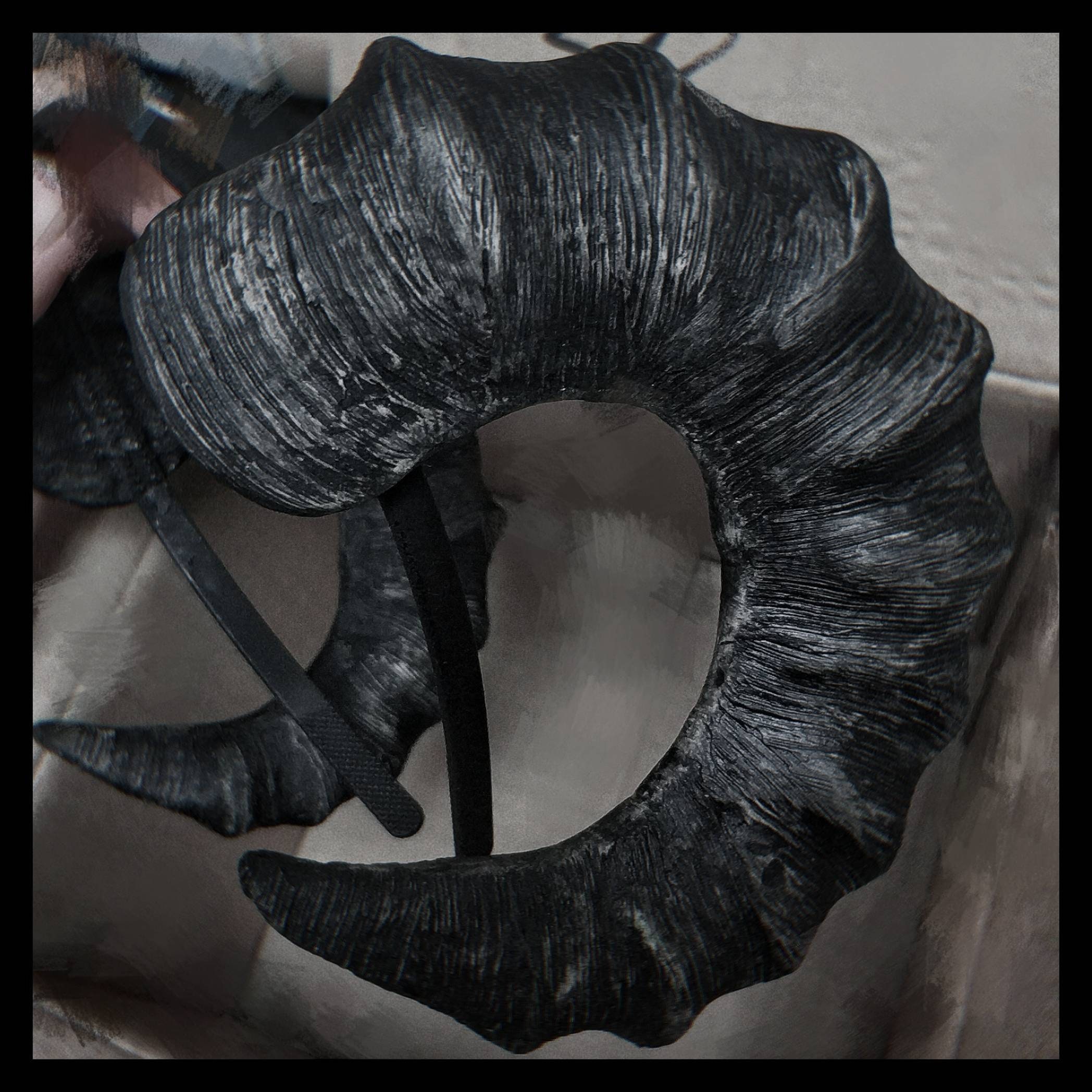 Cute black round Horns headband Etsy