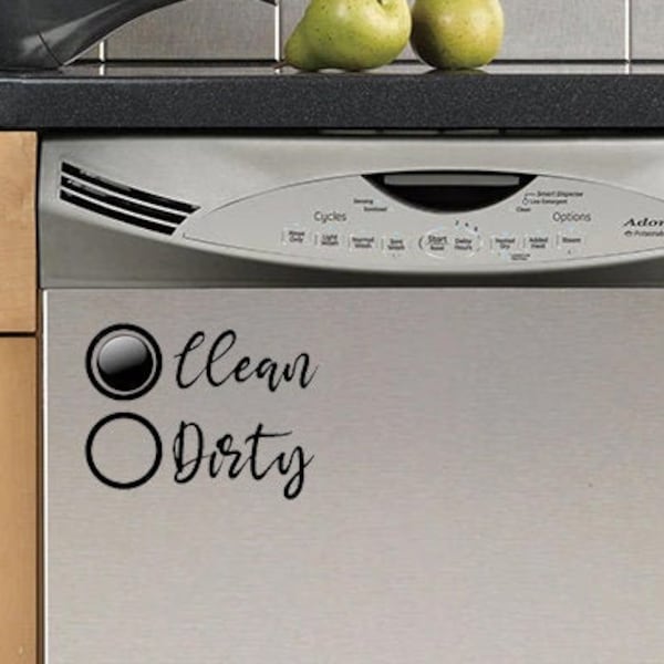 Dishwasher Decal | Clean Or Dirty Decal Label for Dishwasher