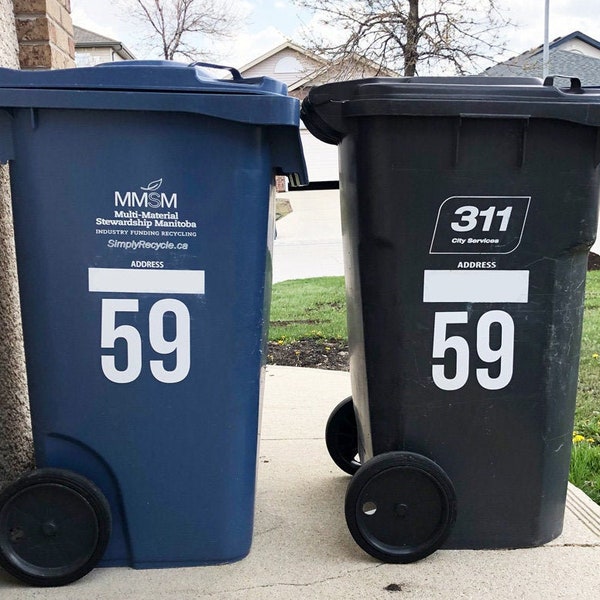 Autocollants de numéro de maison pour poubelles, bacs de recyclage et boîtes aux lettres