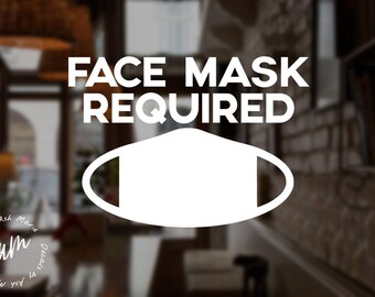 Face Mask Required Sign for Business Window | Vinyl Die Cut Decal Store Salon Barbershop Restaurant Cafe Face Masks Window Decal