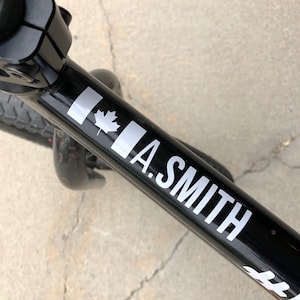 Fahrrad Name Vorname Nachname Aufkleber Individueller Aufkleber mit Kanada Flagge | Fahrrad Rahmen Aufkleber
