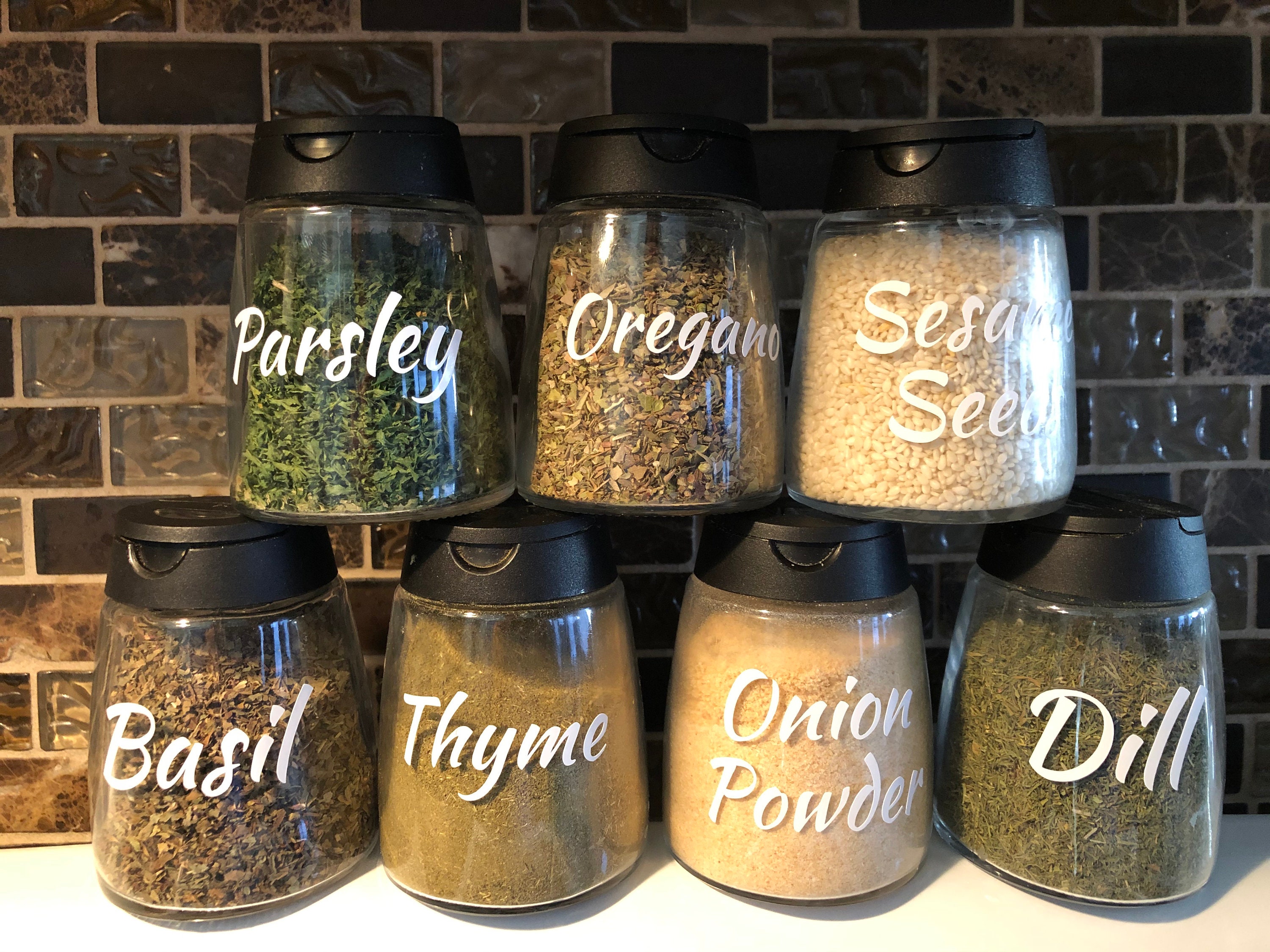 Spiceluxe Custom 4 Oz Empty Glass Spice Jar Set PERSONALIZED Labels  Included Choose From 4 Lid Colors Bonus Items FREE SHIPPING 