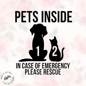 Naklejka na okno Emergency Pet Rescue | Naklejka Pets Inside Rescue dla psów i/lub kotów