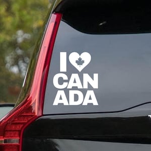 I Love Canada Vinyl Decal I HEART Canada Window Sticker Bumper Sticker with Maple Leaf in Heart