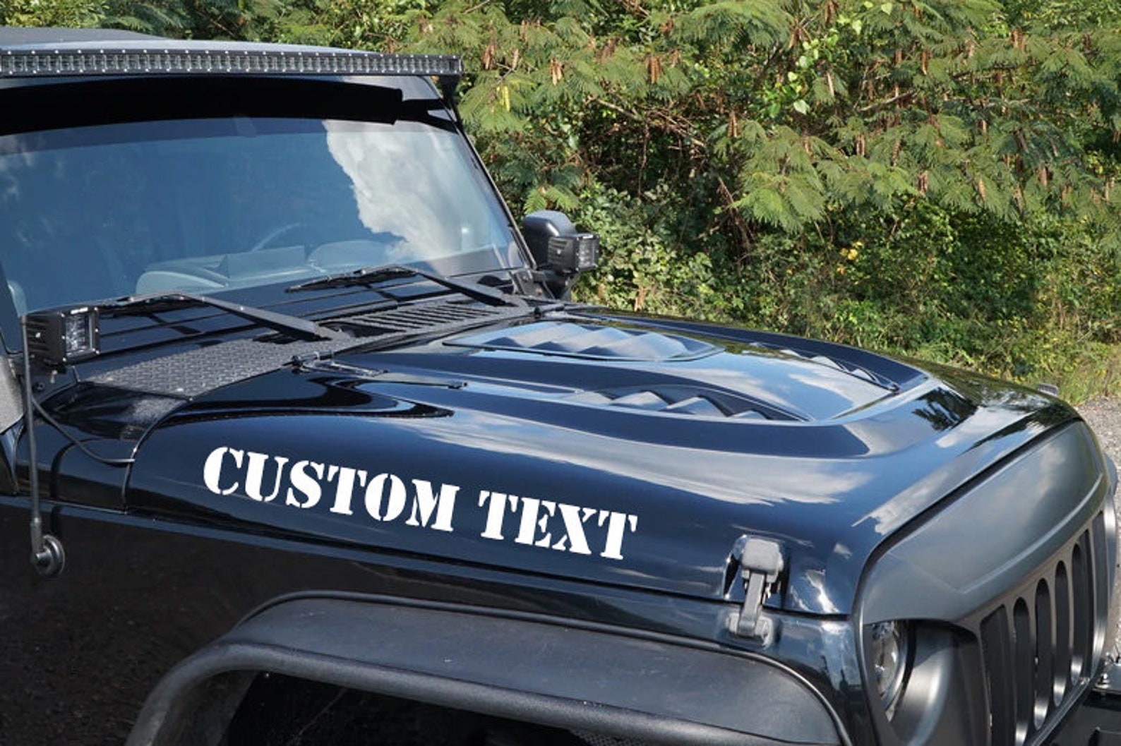 Custom Text Decals for Jeep Wrangler Hood Multiple Sizes Etsy