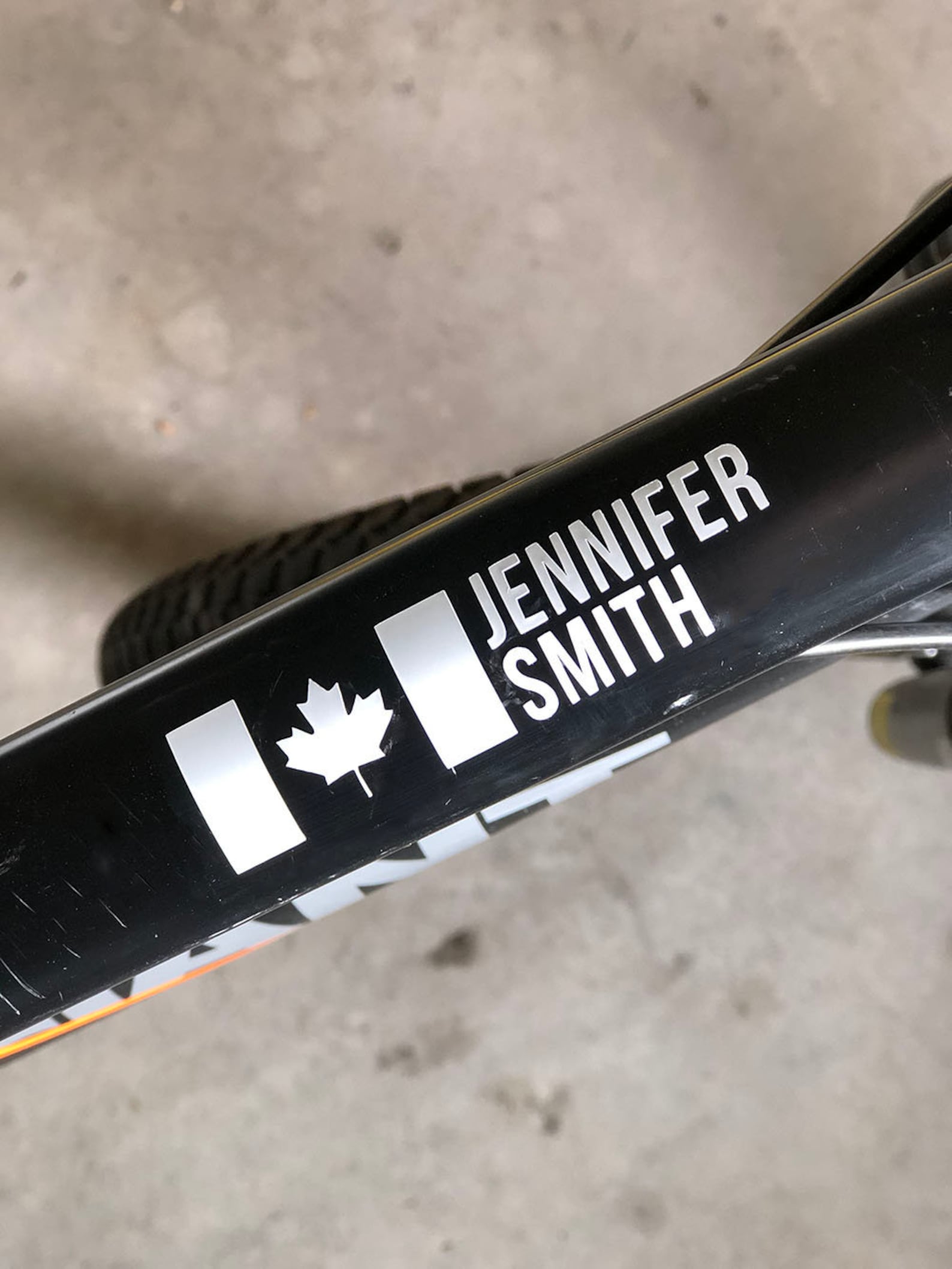 Bike Name Decal Custom Sticker With Canada Flag Bicycle Etsy