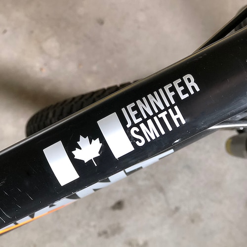 Bike Name Decal Custom Sticker With Canada Flag Bicycle Etsy