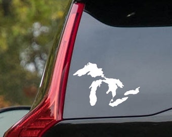 The Great Lakes Decal, Michigan Great Lakes Decal, Car Decal, Window Decal, Laptop Sticker, Lake Michigan, Huron, Ontario, Superior