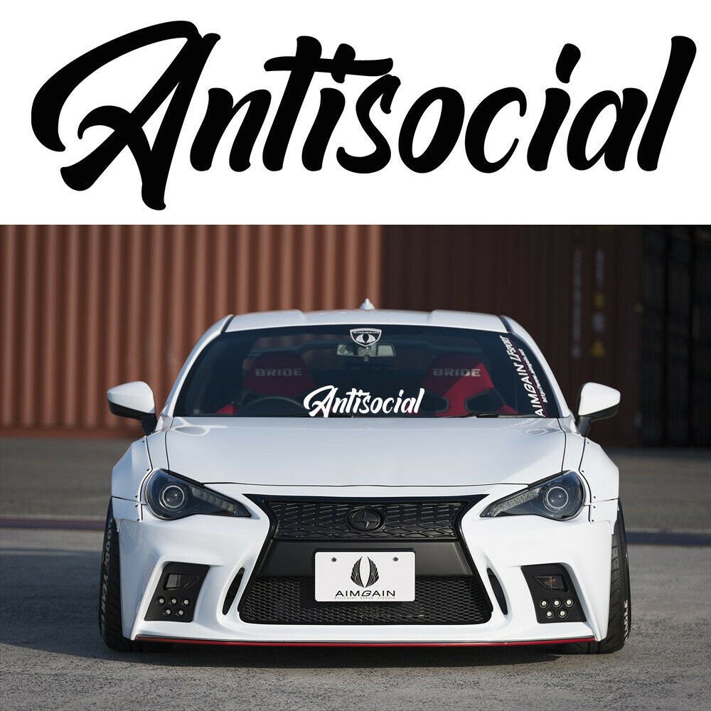 Antisocial Vinyl Decal Windshield Banner 7 Inches to 20 Inches Etsy