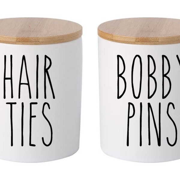 Bobby Pins en Hair Ties Stickers voor Badkamer Potten / Canister Labels Stickers, Organisatoren Labels, Stickers, Cute Decals, Custom Labels