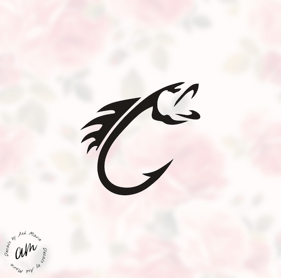 Fish Hook Decal | Fish Shaped Barb Sticker Fishing Decal