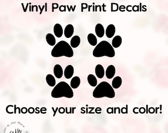 Paw Decal Stickers Vinyl Die Cut Wall, Car Window, Cute Pet Paw Print Decals Cat Dog