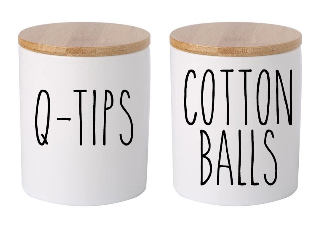 Qtips and Cotton Balls Decals for Bathroom Jars/canister Labels