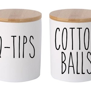 Q-Tips and Cotton Balls Decals for Bathroom Jars/Canister Labels Stickers, Organizers Labels, Decals, Cute Decals, Custom Labels