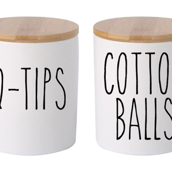 Q-Tips and Cotton Balls Decals for Bathroom Jars/Canister Labels Stickers, Organizers Labels, Decals, Cute Decals, Custom Labels