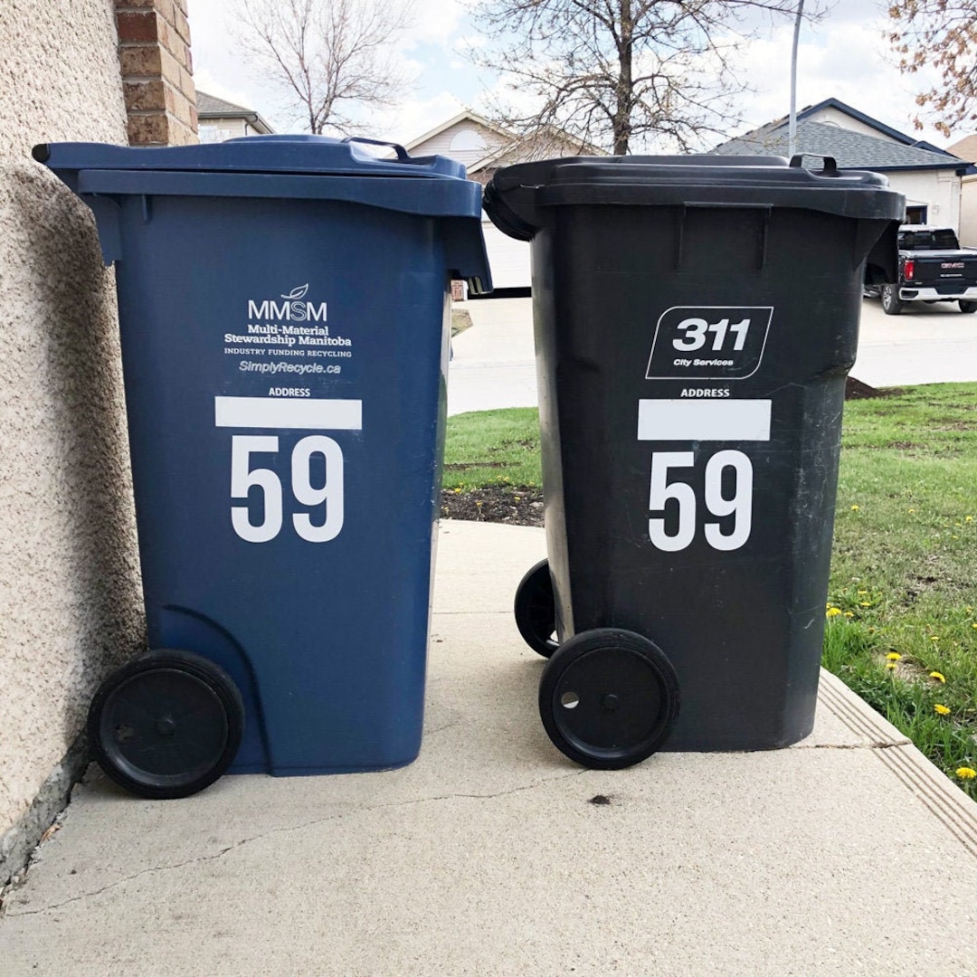Calcomanias con numeros de casa para contenedores y buzones de basura y reciclaje Etsy Espana