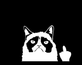Grumpy Cat Vinyl Decal, Sticker, Laptop Decal, Car Decal, Cute Decal, Pet Lover, Furmom, Cat Lover Decal, Funny Decal
