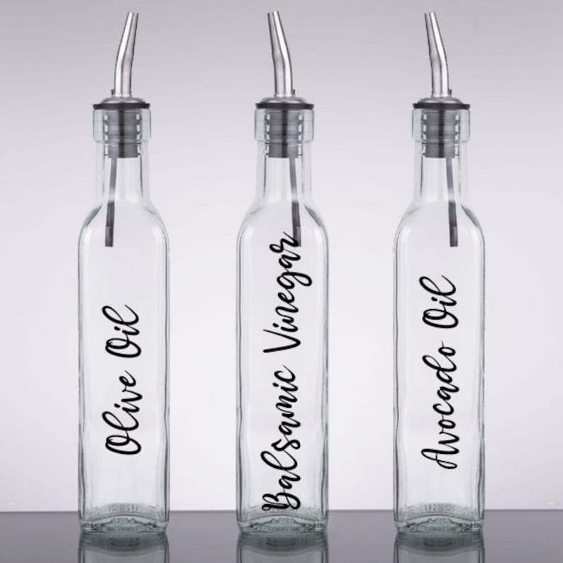 Oil and Vinegar Bottle Labels Olive Oil Bottle Decal, Kitchen Decal DIY image 1