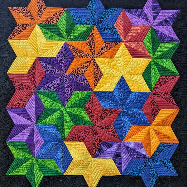 Bright Overlapping Stars 80" x 85"