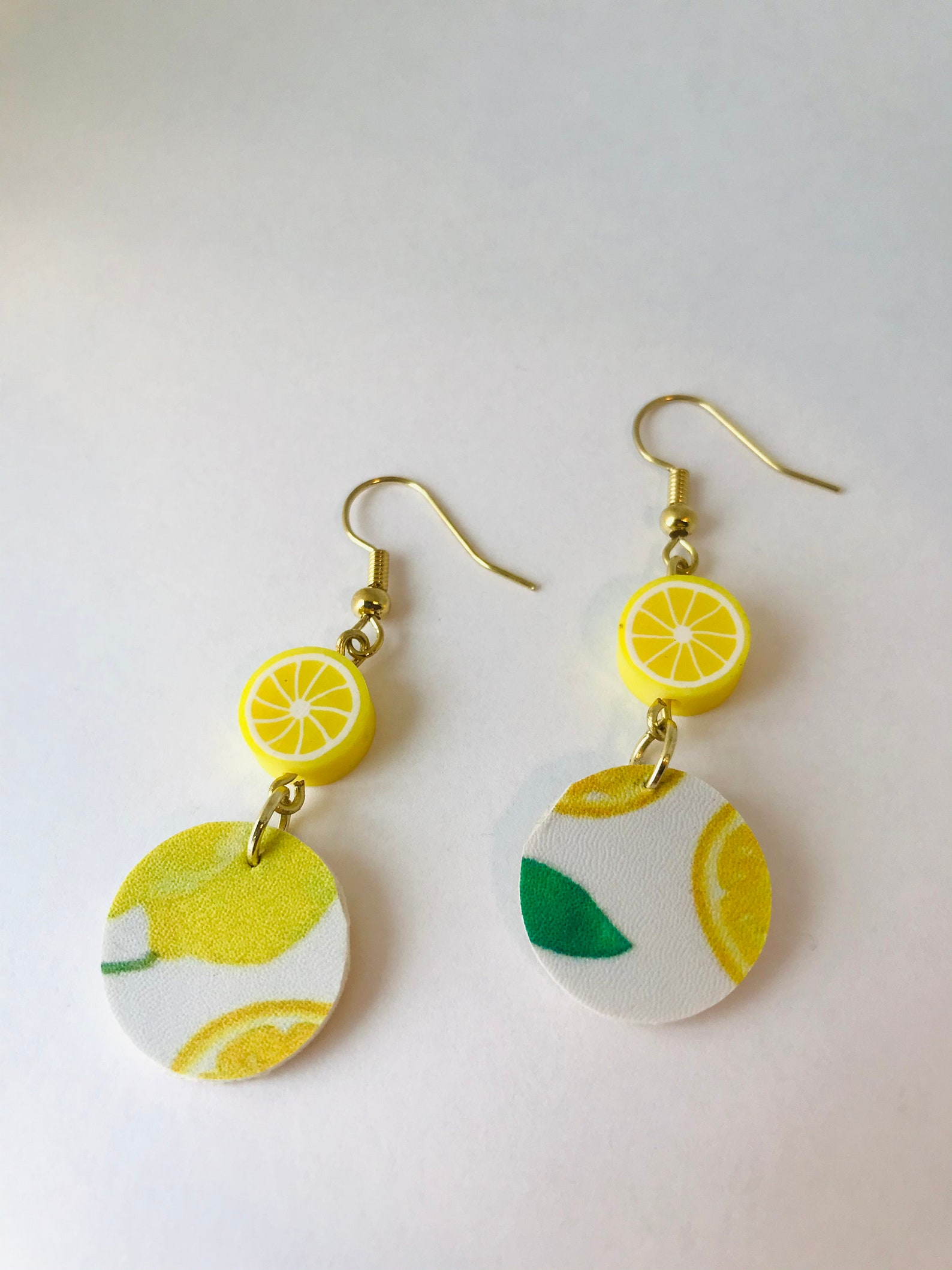 Lemon Earrings Lemon Bead and Faux Leather Earrings Gifts Etsy