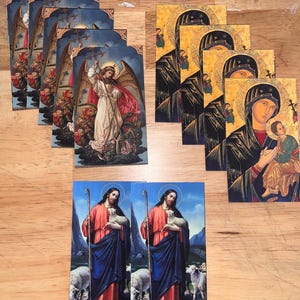 Lotto cristiano di 11 immagini di preghiera (Beata) - Gesù, San Michele, Vergine Maria - Il Padre Nostro