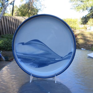 Vintage 1970s Heath Ceramics Coupe HTH25 "Blue Scenic" 10.5" Plate Discontinued Color Sausalito, California Pottery (free shipping)