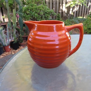Absolutely Beautiful Bauer Pottery &quot;Ringware&quot; #59 line Orange 1 quart Pitcher really scarce size  *Sold separately (free shipping)
